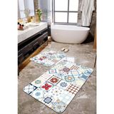Talia Home Motif Desenli 2'li Banyo Paspas Seti TLAHMP-115 - Beyaz