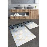 Talia Home Mozaik Desenli 2'li Büyük Boy Banyo Paspas Seti - Mavi