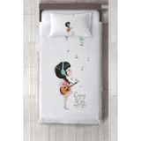 Talia Home müzikli Kız Desenli yatak Örtüsü TLAY-284 - 421 x 220 cm - Beyaz