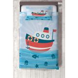 Talia Home okyanus Desenli Çocuk ve Bebek Odası Yatak Örtüsü TLAY-260 - 398 x 220 cm - Mavi