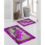 Talia Home Orkide Desenli 2'li Banyo Paspas Seti TLAHMP-002 - Mor - 60 x 90 cm