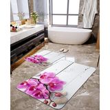 Talia Home Orkide Desenli 2'li Banyo Paspas Seti TLAHMP-056 - Mor - 60 x 90 cm