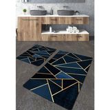 Talia Home Özel Tasarım Geometrik Desenli 2'li Banyo Paspas Seti TLAHMP-088 - Mavi