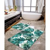 Talia Home Palmiye Yaprak Desenli 2'li Banyo Paspas Seti TLAHMP-052 - Yeşil - 60 x 90 cm