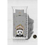 Talia Home Panda Desenli Bebek Nevresim Takımı Çarşaflı TLABN-101 - Gri - 100 x 150 cm