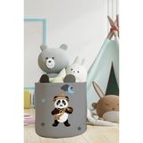 Talia Home Panda Desenli Çocuk ve Bebek Odası Düzenleyici Oyuncak Veya Kirli Sepeti Gri - Renkli