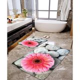 Talia Home Papatya Desenli 2'li Banyo Paspas Seti TLAHMP-062 - Pembe - 60 x 90 cm