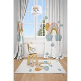 Talia Home Pastel Gökkuşağı Desenli Çocuk ve Bebek Odası 2 Kanat Fon Perde TLA-330
