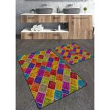 Talia Home Patchwork Desenli 2'li Banyo Paspas Seti TLAHMP-134 - Çok Renkli