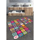 Talia Home Patchwork Desenli 2'li Banyo Paspas Seti TLAHMP-156 - Çok Renkli