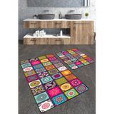 Talia Home Patchwork Desenli 2'li Büyük Boy Banyo Paspas Seti - Renkli