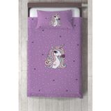 Talia Home Pegasus Desen Çocuk Odası Yatak Örtüsü - 140 x 220 cm - Mor