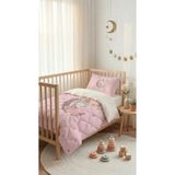 Talia Home Pembe Ay'da Oturan Kız Desenli Bebek Beşik Uyku Seti TLABG-280