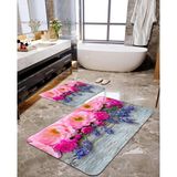 Talia Home Pembe Çiçek Desenli 2'li Banyo Paspas Seti TLAHMP-068