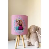 Talia Home Pembe Elsa Anna Desenli Çocuk Odası Abajur Masa Lambası Tlab-153