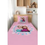 Talia Home Pembe Elsa&Anna Desenli Tek Kişilik Çocuk Pike Takımı TLAP-153
