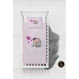 Talia Home Pembe Fil Desenli Bebek Nevresim Takımı Çarşaflı TLABN-010 - 100 x 150 cm