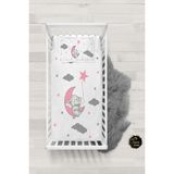 Talia Home Pembe Fil Desenli Bebek Nevresim Takımı Çarşaflı TLABN-301 - Beyaz - 100 x 150 cm