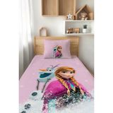 Talia Home Pembe Frozen Anna Desenli Tek Kişilik Çocuk Pike Takımı Tlap-004 - Renkli