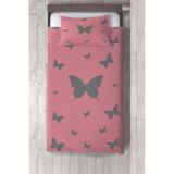 Talia Home pembe Kelebek Desen Çocuk ve Bebek Odası Yatak Örtüsü TLAY-155 - 294 x 220 cm