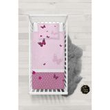 Talia Home Pembe Kelebek Desenli Bebek Nevresim Takımı Çarşaflı TLABN-206 - 100 x 150 cm