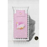 Talia Home Pembe Kuğu Desenli Bebek Nevresim Takımı Çarşaflı TLABN-051 - 100 x 150 cm