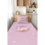Talia Home Pembe Kuğu Desenli Tek Kişilik Çocuk Pike Takımı Tlap-051 - Renkli