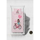 Talia Home Pembe Lovely Bisiklet Desenli Bebek Nevresim Takımı Çarşaflı TLABN-096 - 100 x 150 cm