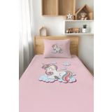 Talia Home Pembe Uyuyan Unicorn Desenli Tek Kişilik Çocuk Pike Takımı TLAP-060