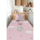 Talia Home Pembe Yıldız Tutan Fil Desenli Tek Kişilik Çocuk Pike Takımı Tlap-075 - Renkli
