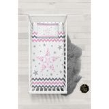 Talia Home Pembe Zigzag Yıldız Desenli Bebek Nevresim Takımı Çarşaflı TLABN-211 - Beyaz - 100 x 150 cm