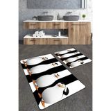 Talia Home Penguen Desenli 2'li Büyük Boy Banyo Paspas Seti - Beyaz - Renk