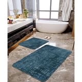 Talia Home Petrol Yeşili Baskılı 2'li Banyo Paspas Seti TLAHMP-060 - Mavi - 60 x 90 cm