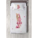 Talia Home prenses ve Flamingo Desenli Yatak Örtüsü TLAY-230 - 368 x 220 cm - Beyaz