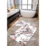 Talia Home Pudra Desen Baskılı 2'li Banyo Paspas Seti TLAHMP-114 - Beyaz