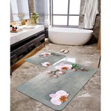 Talia Home Pudra Orkide Desenli 2'li Banyo Paspas Seti TLAHMP-038 - Açık Gri - 60 x 90 cm