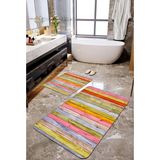 Talia Home Renkli Ahşap Desenli 2'li Banyo Paspas Seti TLAHMP-155 - Çok Renkli