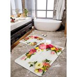 Talia Home Renkli Çiçek Desenli 2'li Banyo Paspas Seti TLAHMP-097 - Beyaz