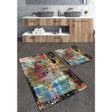 Talia Home Renkli Eskitme Desenli 2'li Banyo Paspas Seti TLAHMP-139 - Çok Renkli