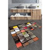 Talia Home Renkli Modern Desenli 2'li Banyo Paspas Seti TLAHMP-113 - Çok Renkli