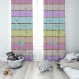 Talia Home Renkli Şerit Desenli Çocuk ve Bebek Odası Fon Perdesi 2 Kanat TLA-292 - 140 x 240 cm - Mor