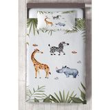 Talia Home safari Desenli Çocuk Odası Yatak Örtüsü TLAY-181 - 320 x 220 cm - Beyaz