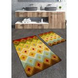 Talia Home Sarı Kilim Desenli 2'li Büyük Boy Banyo Paspas Seti