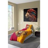 Talia Home Sarı Kırmızı Aslan Temalı Pamuk Saten Çocuk ve Genç Nevresim Takımı TLAN-318 160 x 220 cm Desenli