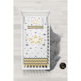 Talia Home Sarı Şerit Yıldız Desenli Bebek Nevresim Takımı Çarşaflı TLABN-216 - Beyaz - 100 x 150 cm