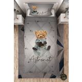 Talia Home Sevimli Astronot Ayı Desenli Tek Kişilik Çocuk Yorganı Uyku Seti
