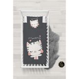 Talia Home Sevimli Kedi Desenli Bebek Nevresim Takımı Çarşaflı TLABN-245 - Gri - 100 x 150 cm