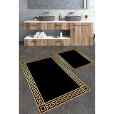 Talia Home Simli Gold Çerçeveli 2'li Banyo Paspas Seti TLAHMP-221 - Siyah