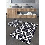 Talia Home Siyah Beyaz Geometrik Desenli 2'li Banyo Paspas Seti TLAHMP-099