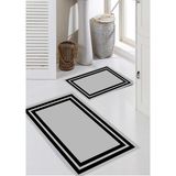 Talia Home Siyah Çerçeve Desenli 2'li Banyo Paspas Seti TLAHMP-145 - Gri